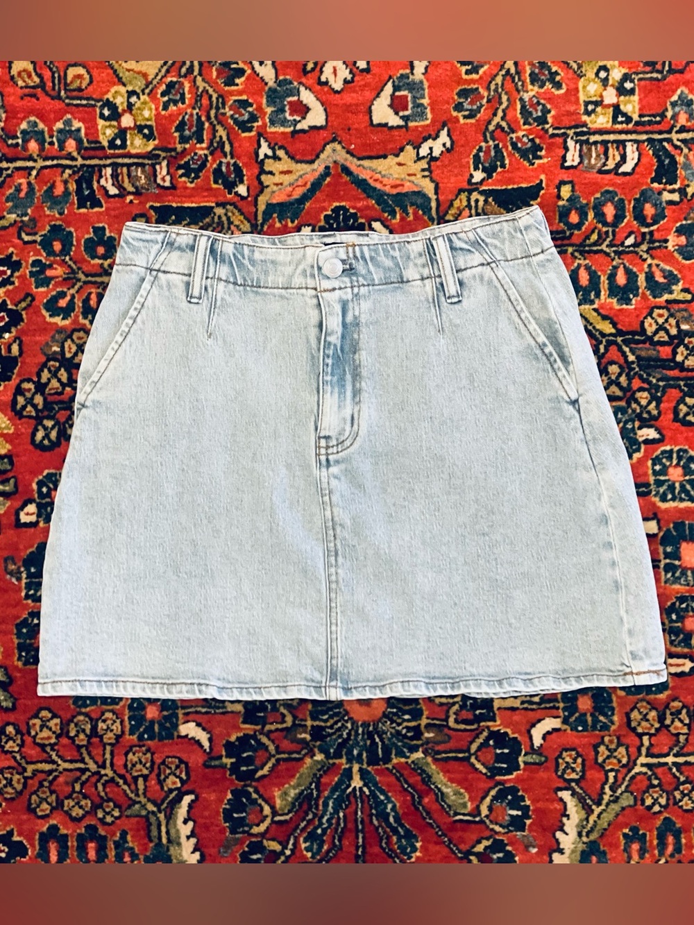 Quince Stretch Denim Mini Skirt - Cool Blue